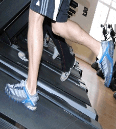 Man running on treadmill after Sports Massage Therapy for his impact leg injury