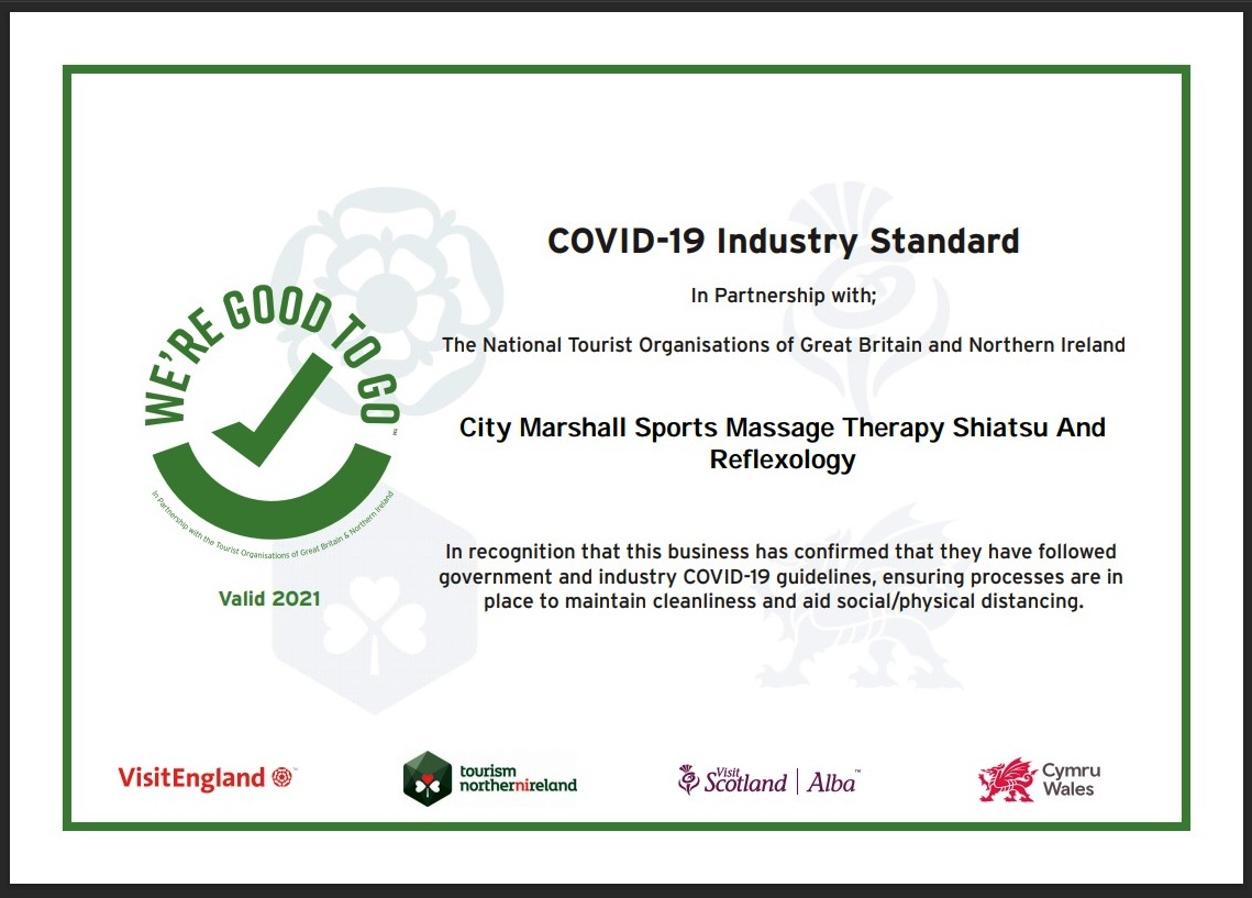 we are good to go Welsh parliamnent approval for COVID-19 coronavirus standards Visit Wales cardiff massage therapy